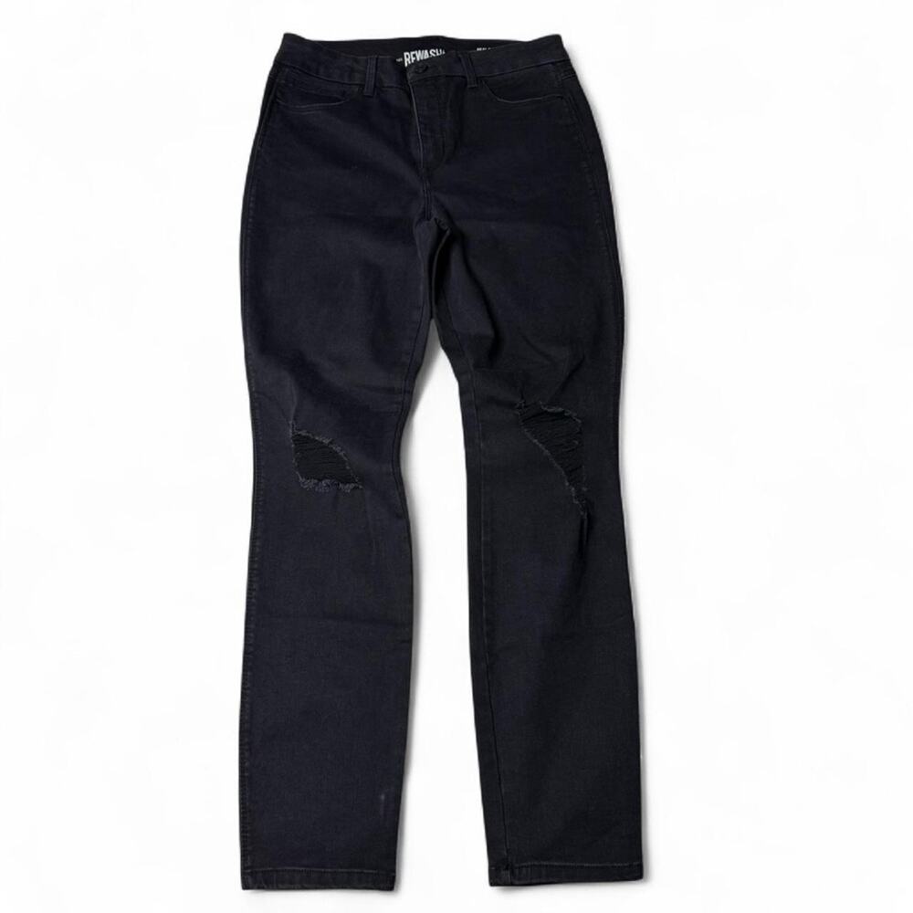 Rewash LA Black Distressed High Rise Stretch Jeans Y2K Soft Grunge